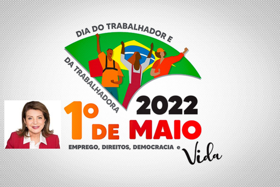 Imgem do cartaz oficial do 1 de Maio de 2022 com a inserção da foto da deputada Bebel