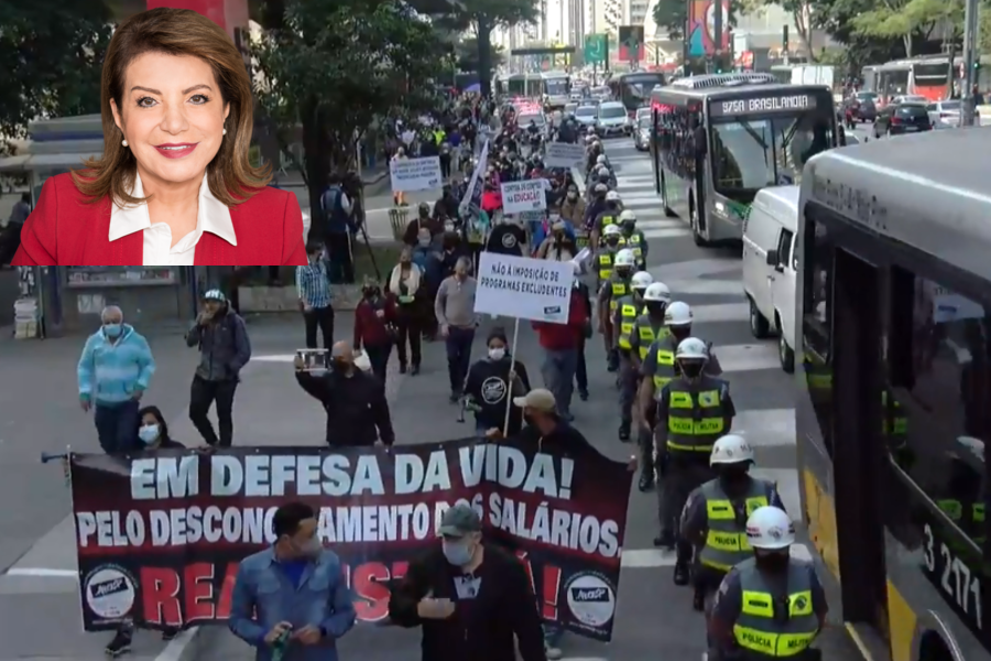 Foto parcial da manifestação de professores, dia 18 de junho, na Av. Paulista