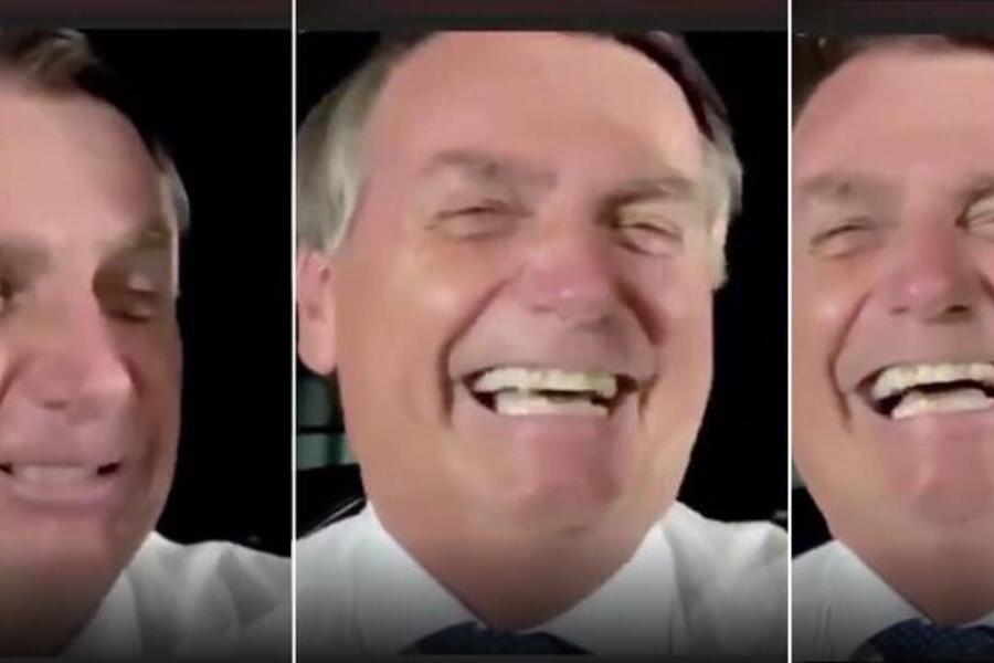 Foto de Bolsonaro gargalhando em meio à crise sanitária