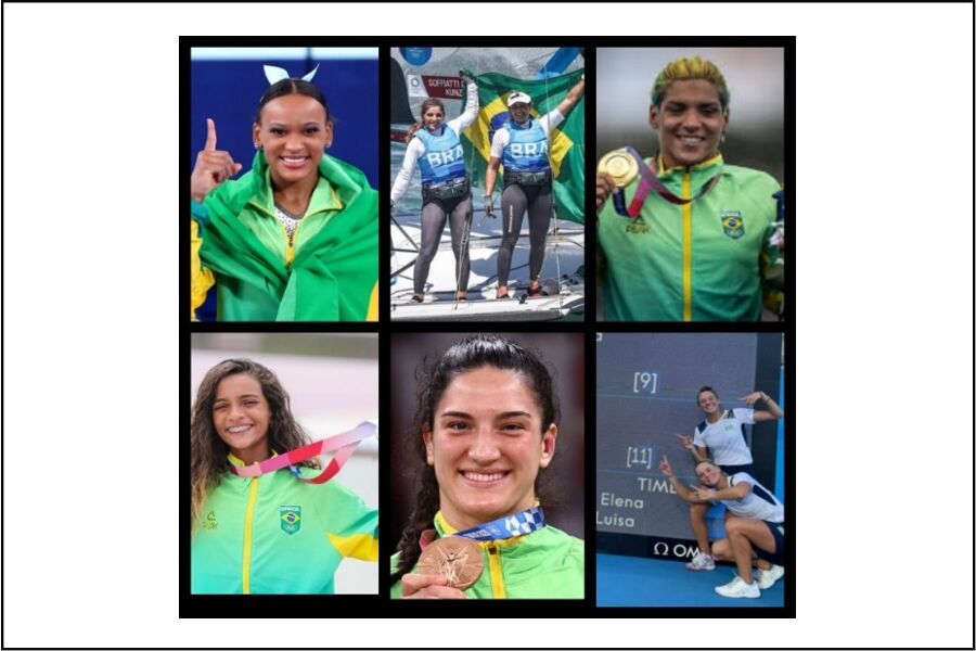 Foto montagem das meninas que ganharam medalhas na Tóquio-2020