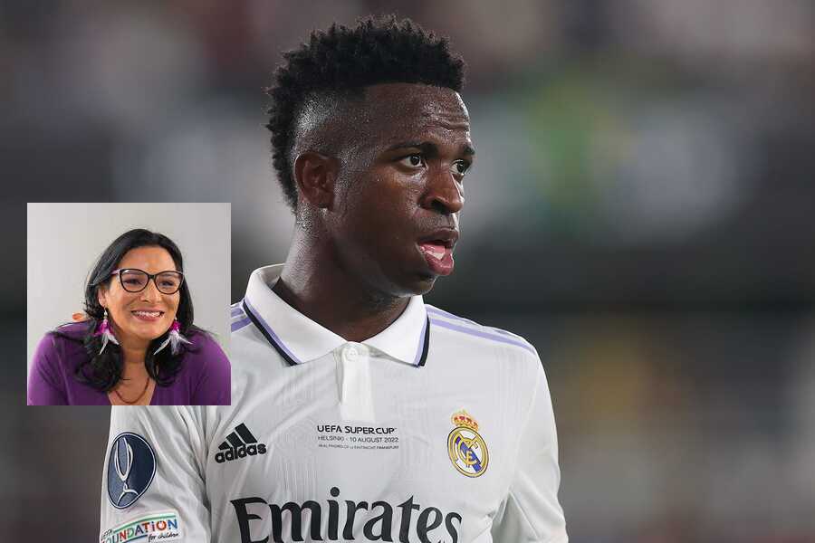 Foto de Vinícius Jr No destaque, foto da deputada federal Juliana Cardoso