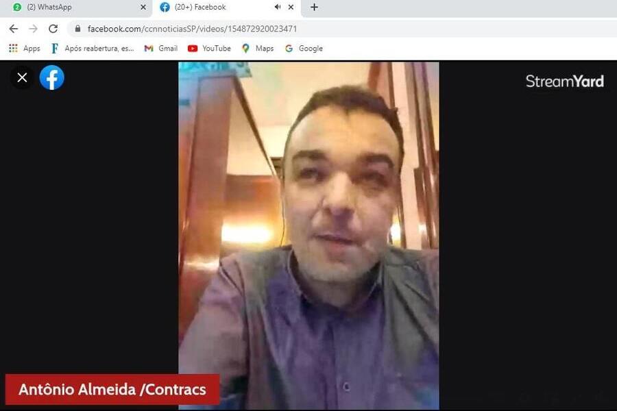 Foto do Sindicalista Antonio Almeida fazendo live