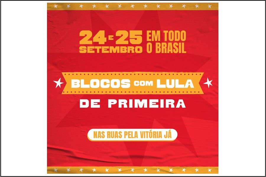 Card chamando para manifestação dos blocos de Carnaval de Rua, dias 24 e 25 de setembro